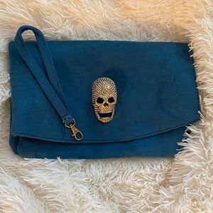 LAST CALL!!! 🚨NWT Skull Embossed Foldover Top Clutch Purse - Turquoise